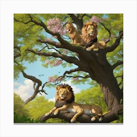 Lions In The Tree Canvas Print
