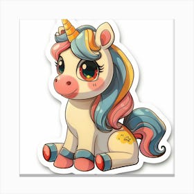 Cute Unicorn Sticker Canvas Print