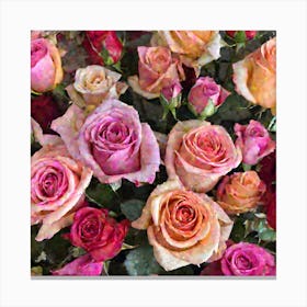 A Rose Bouquet Containing Roses Of Attractive Colors (2) (1) Canvas Print