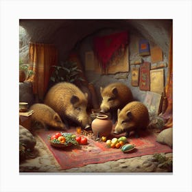 Pig Family Canvas Print