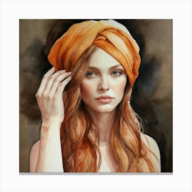 Default A Watercolor Painting Of A Woman Wearing A Turban By D 0 Canvas Print