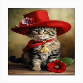 Cat In Red Hat 1 Canvas Print