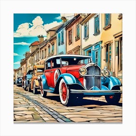 Old Cars On The Street Canvas Print