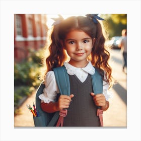 Little Girl In School Uniform Canvas Print