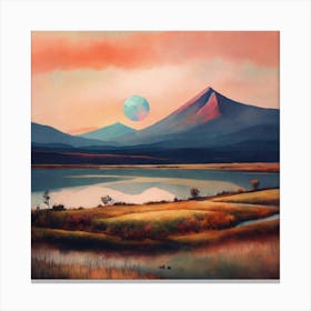 Sunset Over Lake 3 Canvas Print