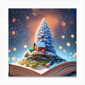 An Open Book Lies On The Sparkling Snow 2 Canvas Print