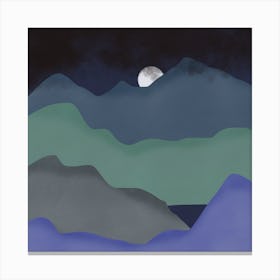Moonlight Minimal Mountain Square Canvas Print