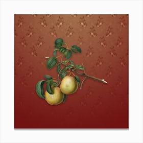 Vintage Pear Botanical on Falu Red Pattern Canvas Print