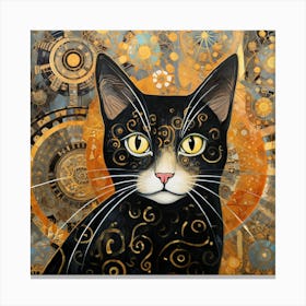 Black Cat in style of Gustav Klimt Canvas Print