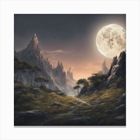 Full Moon In The Mountains Canvas Print