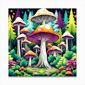 Mushrooms forest Canvas Print
