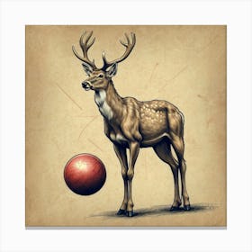 Deer With Ball 2 Canvas Print