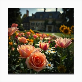 Tulips And Daisies Canvas Print