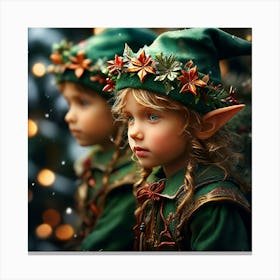 Watercolor Christmas Elves Studio Photography Complex Details High Detail Canvas Print