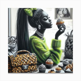 Girl With Cupcakes Canvas Print
