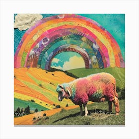 Rainbow Sheep Kitsch Collage 2 Canvas Print