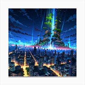 Anime City At Night 1 Canvas Print