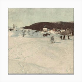 Skiers On A Hill Canvas Print