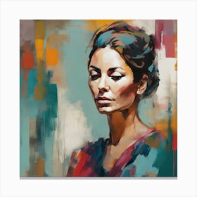 Tranquil Contemplation: Portrait of a Calm Woman 12 Canvas Print