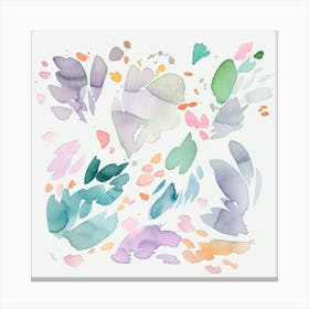 Abstract Watercolour Petals Flowers Square Canvas Print