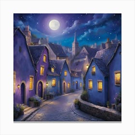 Night In The Town Paintings Art Print 1 Canvas Print