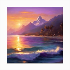 Breathtaking Ocean Scene As The Sun sets on the horizon Canvas Print