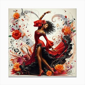 Line Art Flamenco Dancer 7 Canvas Print