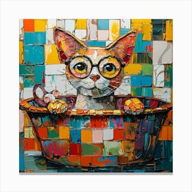 Cat In A Basket 4 Canvas Print