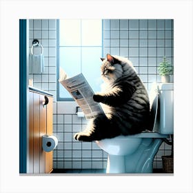 Cat Reading Newspaper 1 Canvas Print