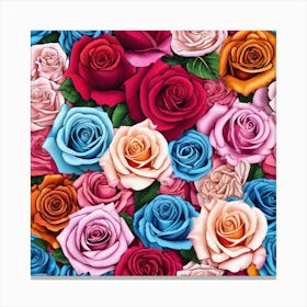 Colorful Roses Seamless Pattern 7 Canvas Print