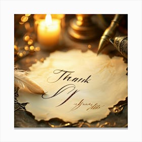 Calligraphic Thank You Note Elegant Looping Script Scribed On Aged Parchment Wax Seal Embossed 2 1 Canvas Print