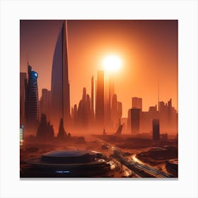 Sunrise Over New Mars City Canvas Print