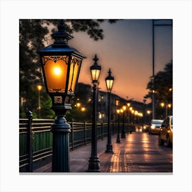 Street Lamp At Dusk Canvas Print