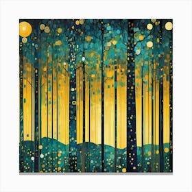 Gustav Klimt forest at night 3 Canvas Print