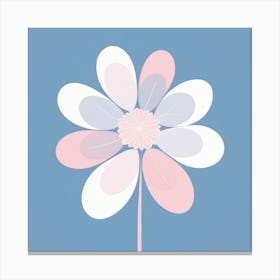 A White And Pink Flower In Minimalist Style Square Composition 75 Canvas Print