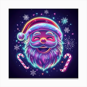 Neon Santa Claus.Generated AI. Wall Art Print Canvas Print