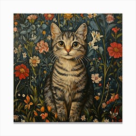 Cat In Flowers Art 1 Canvas Print