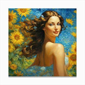 Sunflower Girl vb Canvas Print