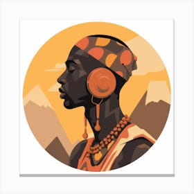 Ethiopian Woman With Headphones Canvas Print