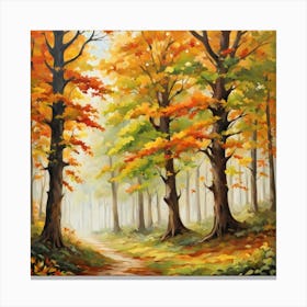 Forest In Autumn In Minimalist Style Square Composition 219 Canvas Print