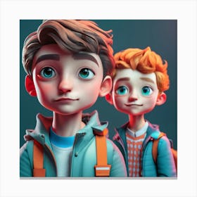 Two Boys With Backpacks Canvas Print