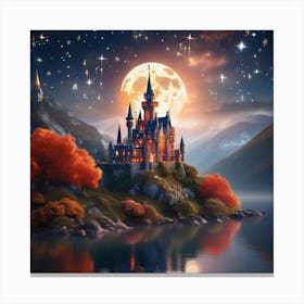 Fairytale Castle At Night 4 Canvas Print