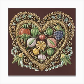Ornate Vintage Hearts Muted Colors Lace Victorian 4 Canvas Print
