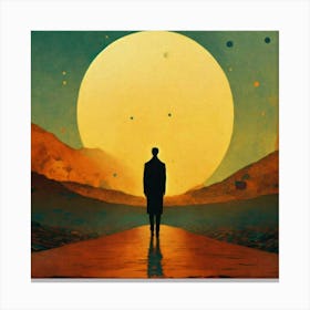 Man On A lonely Path Canvas Print