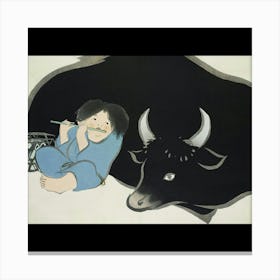 Cow And A Boy Canvas Print