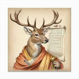 Deer With A Scroll Canvas Print