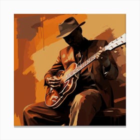 Blues Man With Guitar Canvas Print