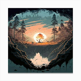 Sunset In The Cave Canvas Print