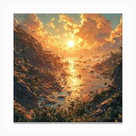 Sunset Over The Ocean 1 Canvas Print