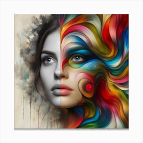 Portrait Of A Woman With Colorful Hair Canvas Print